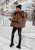 Pikowana Jacke z futerkiem Snow & Pines Schokoladenbraun