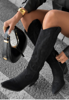 Lange zamszowe Stiefel Cowboystiefel Los Alamitos Schwarz