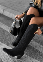 Lange zamszowe Stiefel Cowboystiefel Los Alamitos Schwarz