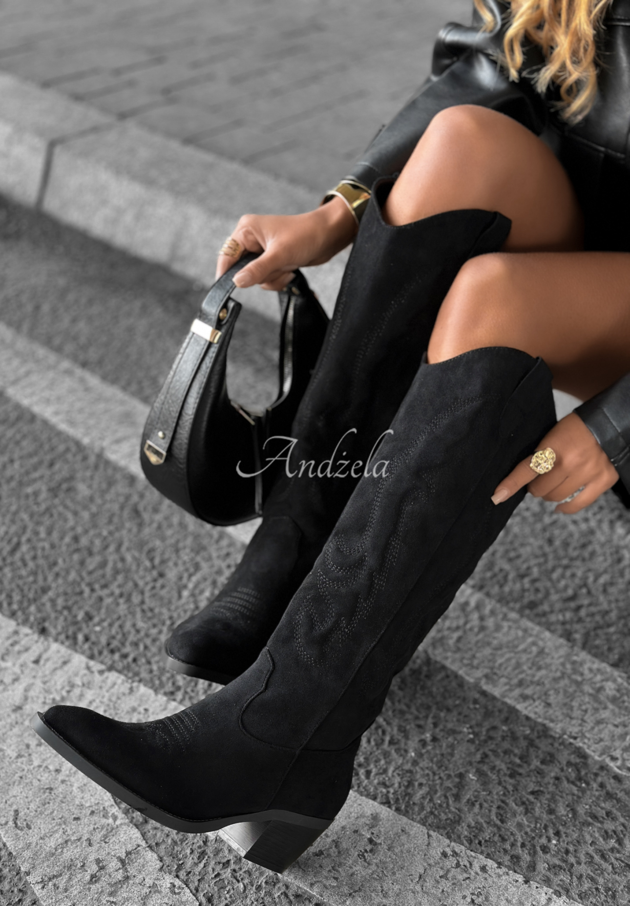 Lange Cowboystiefel aus Wildleder  Los Alamitos Schwarz