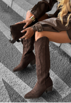 Lange zamszowe Stiefel Cowboystiefel Los Alamitos Schokoladenbraun