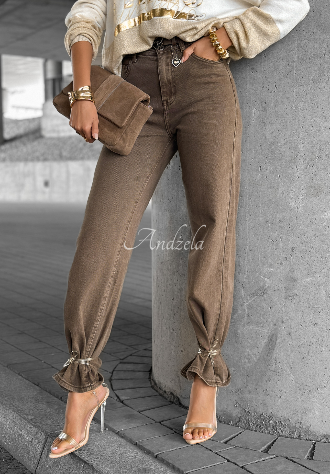 Jeanshose straight Chase The Vibe Mokkafarben
