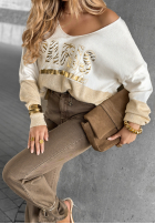 Pullover z nadrukiem Golden Paris biało-Beige
