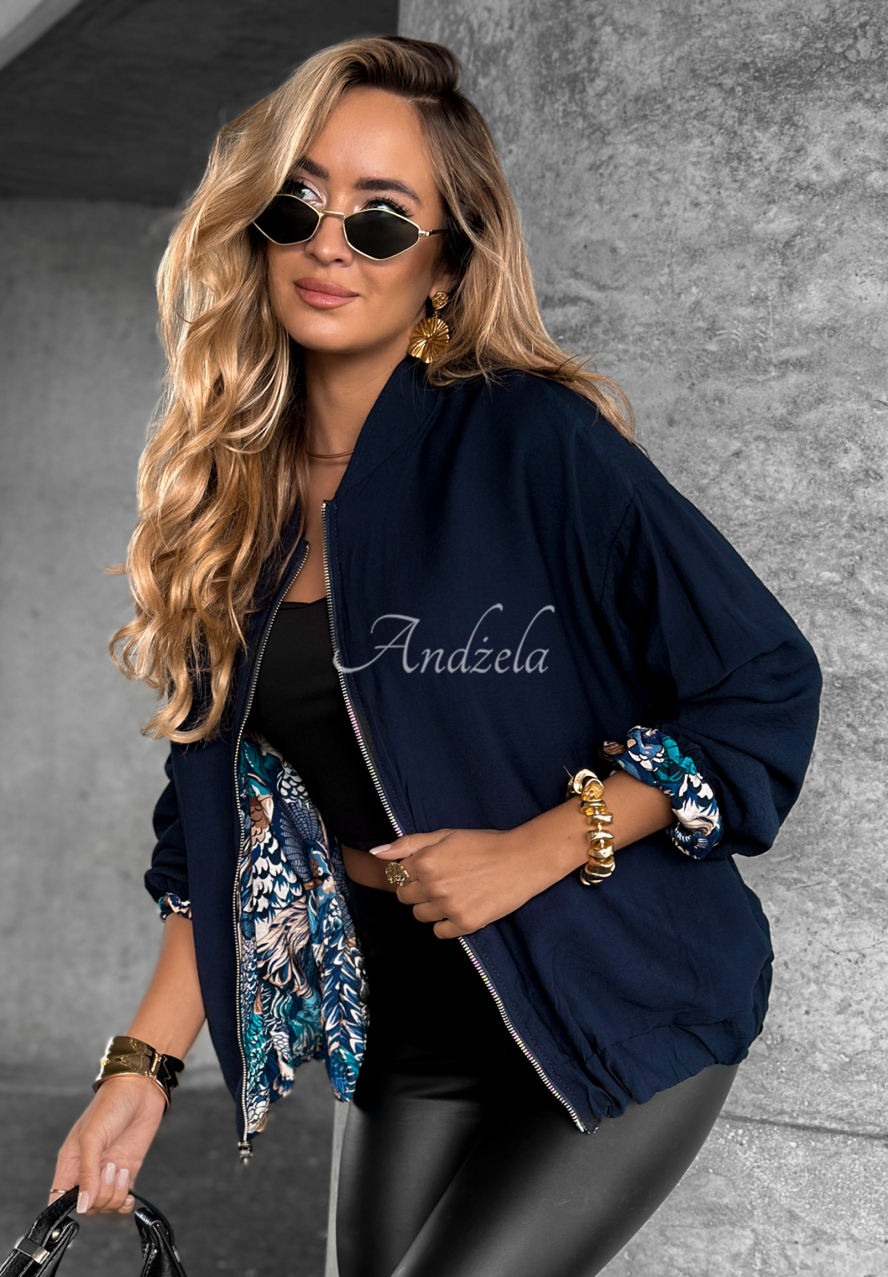 Wendbare gemusterte Jacke My Fantasies Kobaltblau