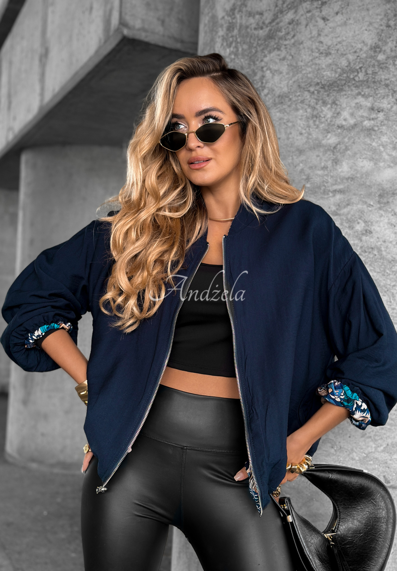 Wendbare gemusterte Jacke My Fantasies Kobaltblau