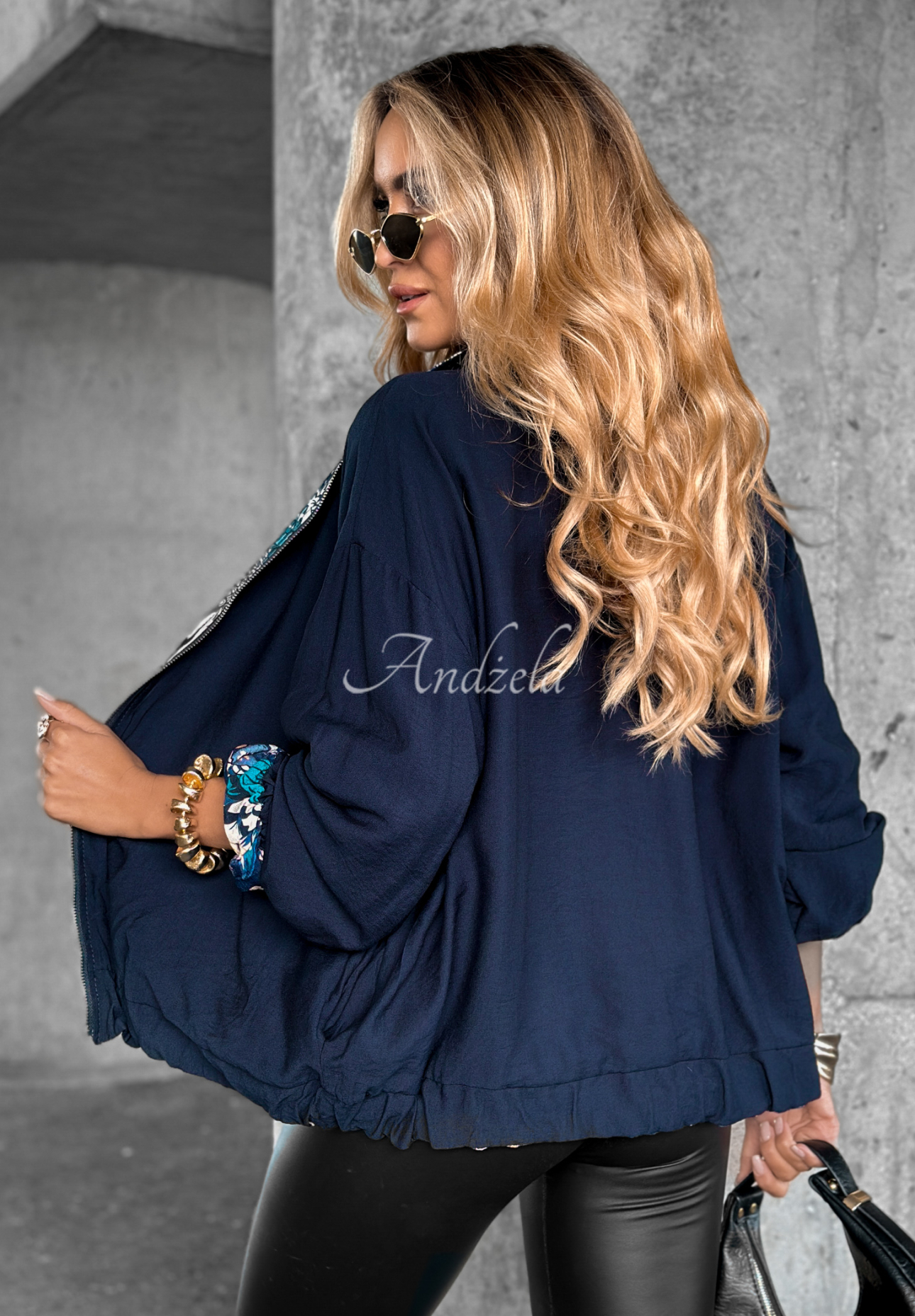 Wendbare gemusterte Jacke My Fantasies Kobaltblau