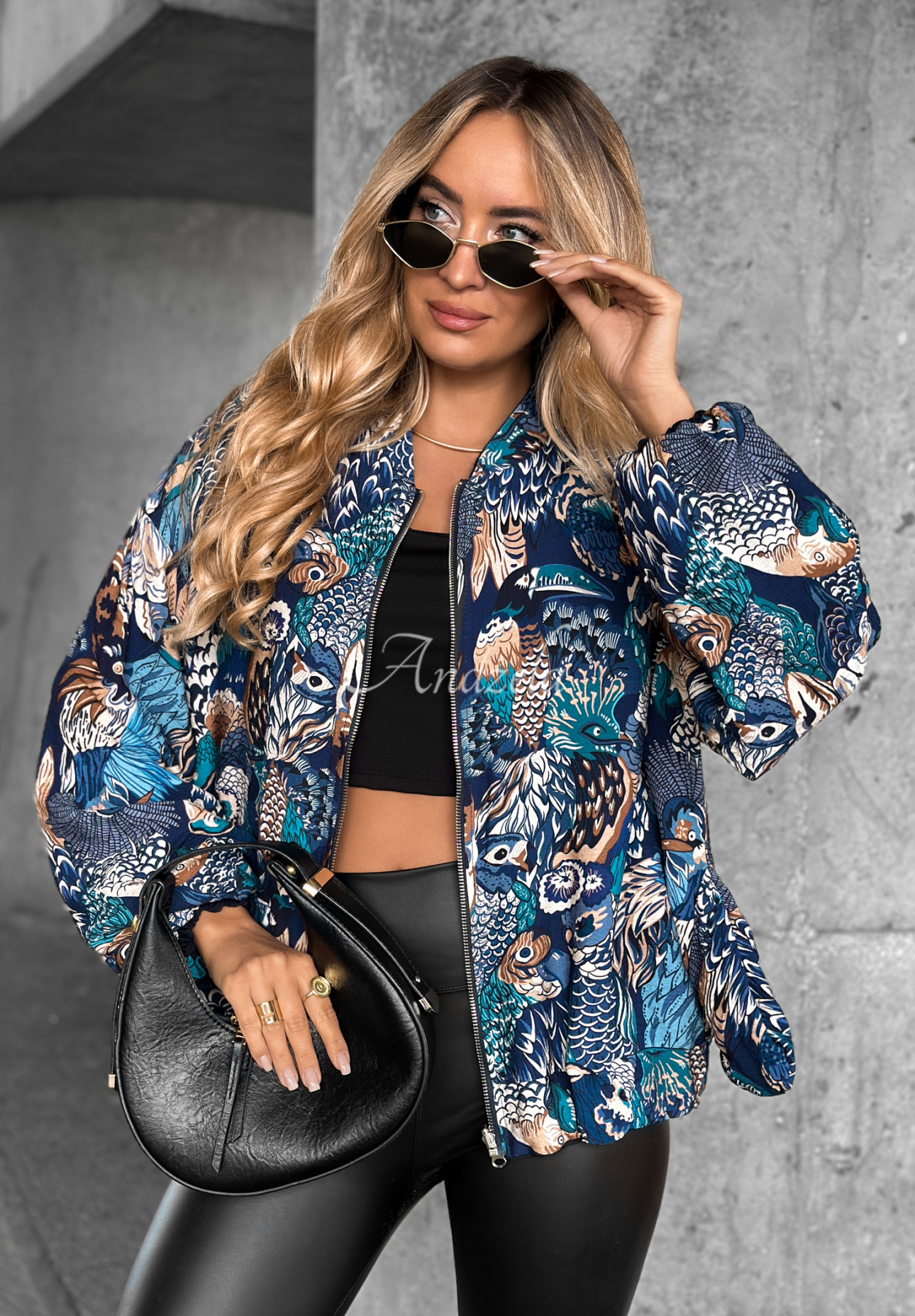 Wendbare gemusterte Jacke My Fantasies Kobaltblau