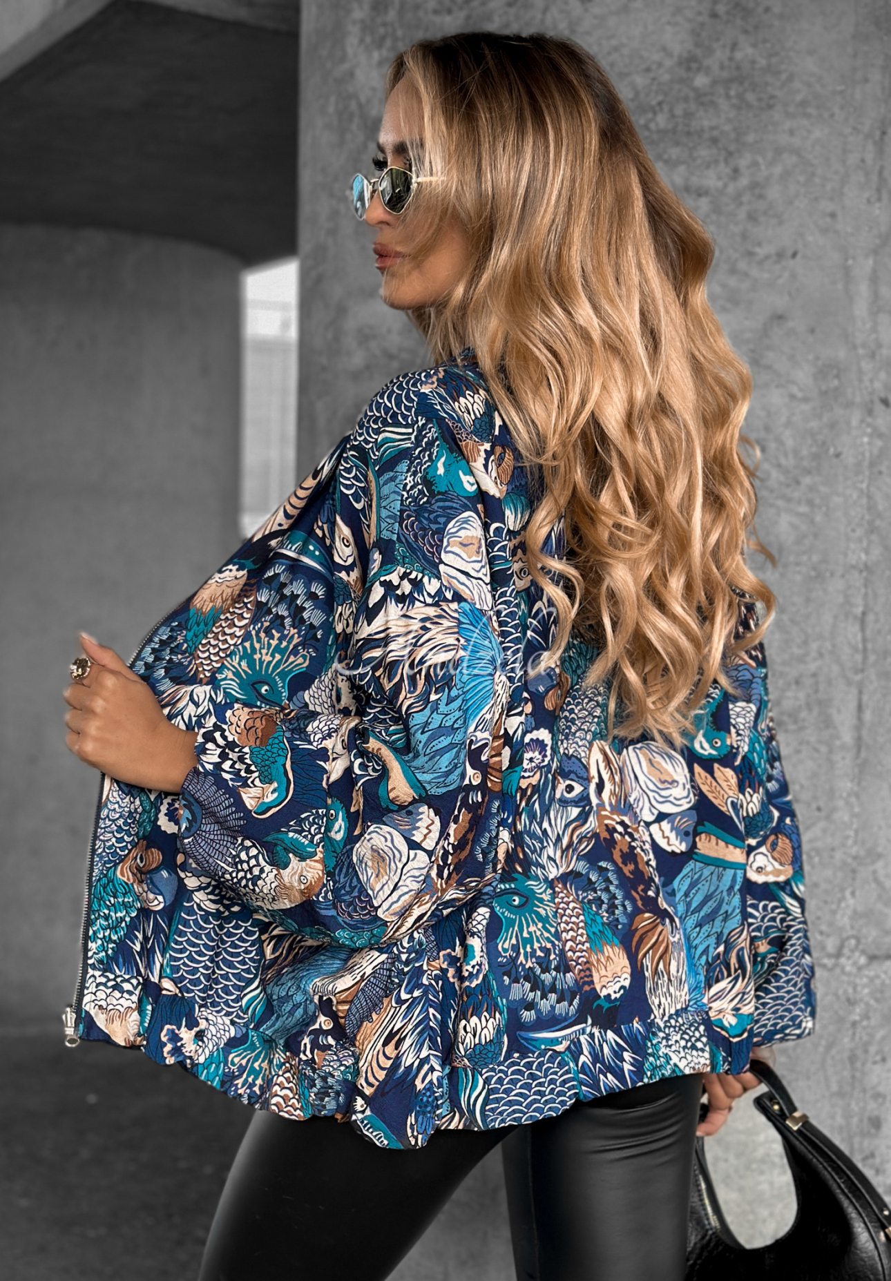 Wendbare gemusterte Jacke My Fantasies Kobaltblau