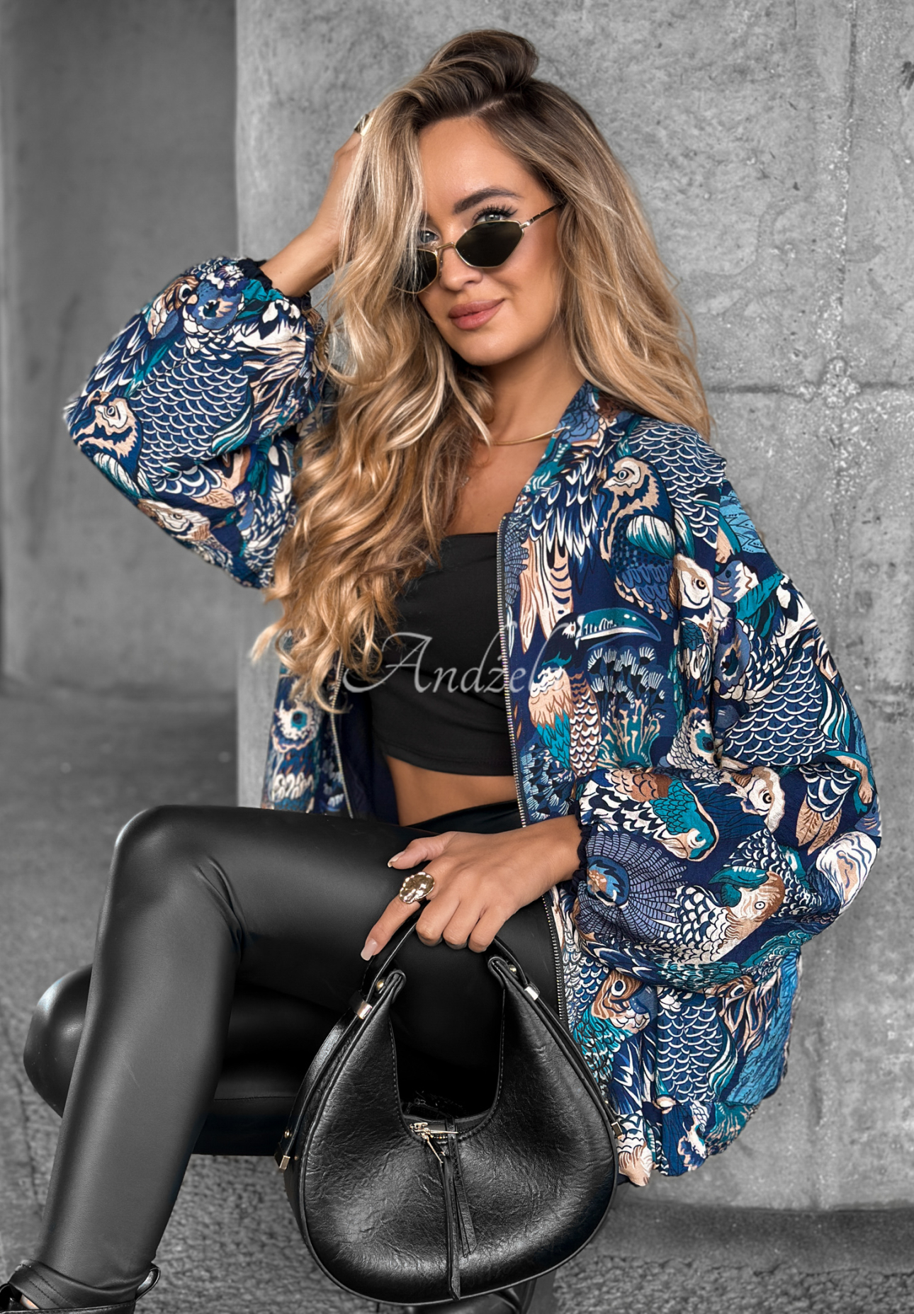 Wendbare gemusterte Jacke My Fantasies Kobaltblau
