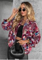 Krótka Jacke Mit Muster My Fantasies Burgunderrot