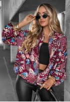 Krótka Jacke Mit Muster My Fantasies Burgunderrot