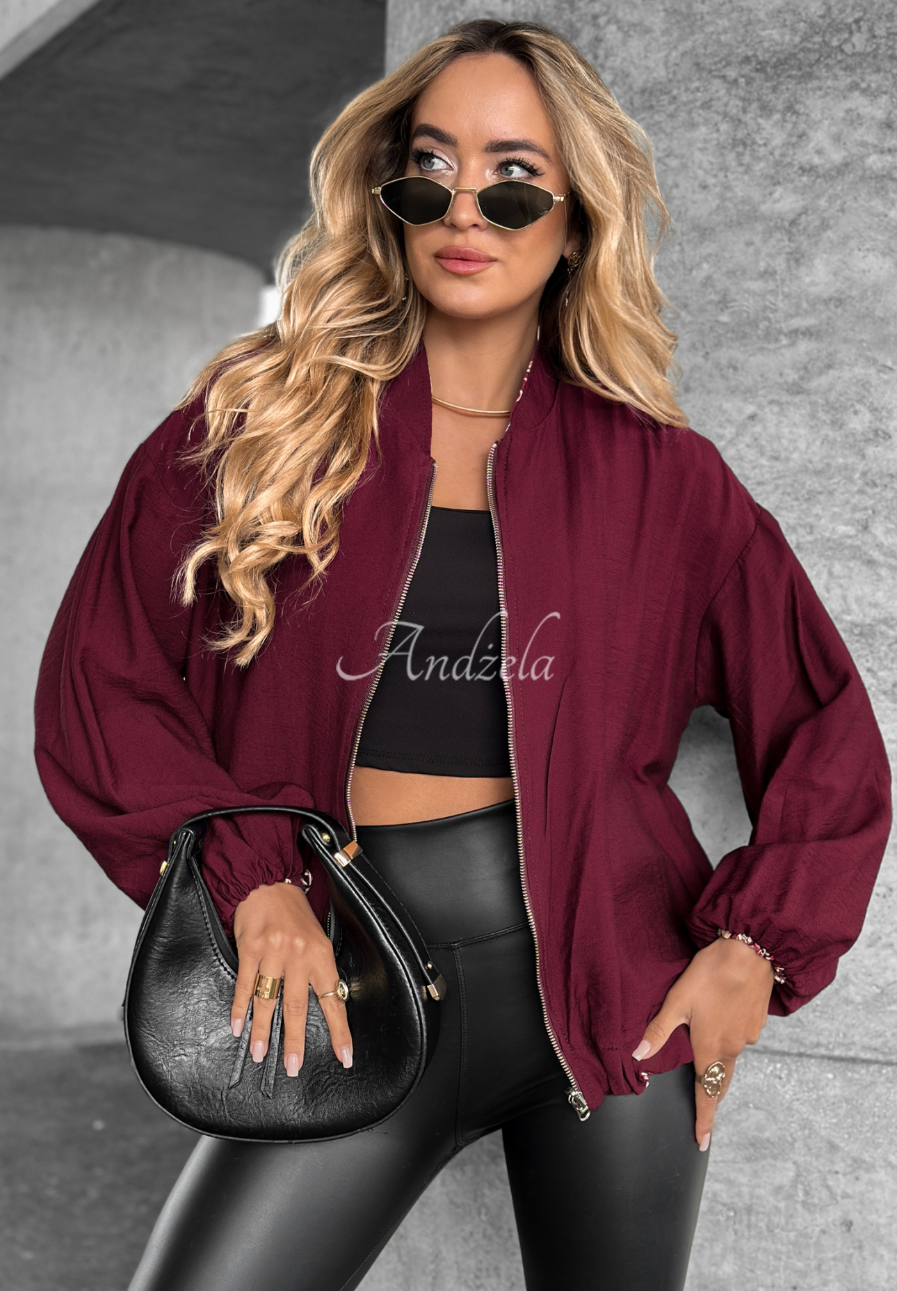 Wendbare gemusterte Jacke My Fantasies Burgunderrot