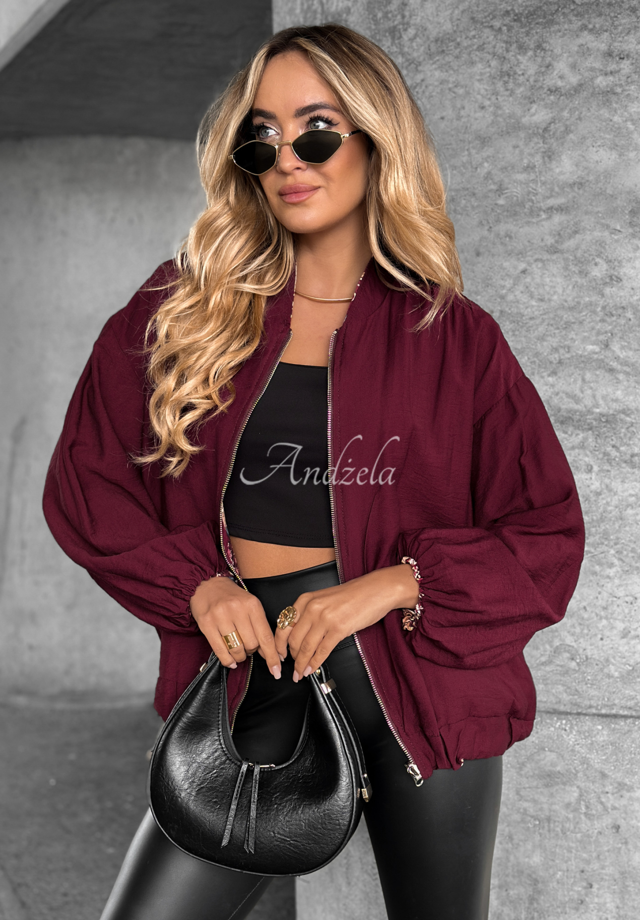 Wendbare gemusterte Jacke My Fantasies Burgunderrot