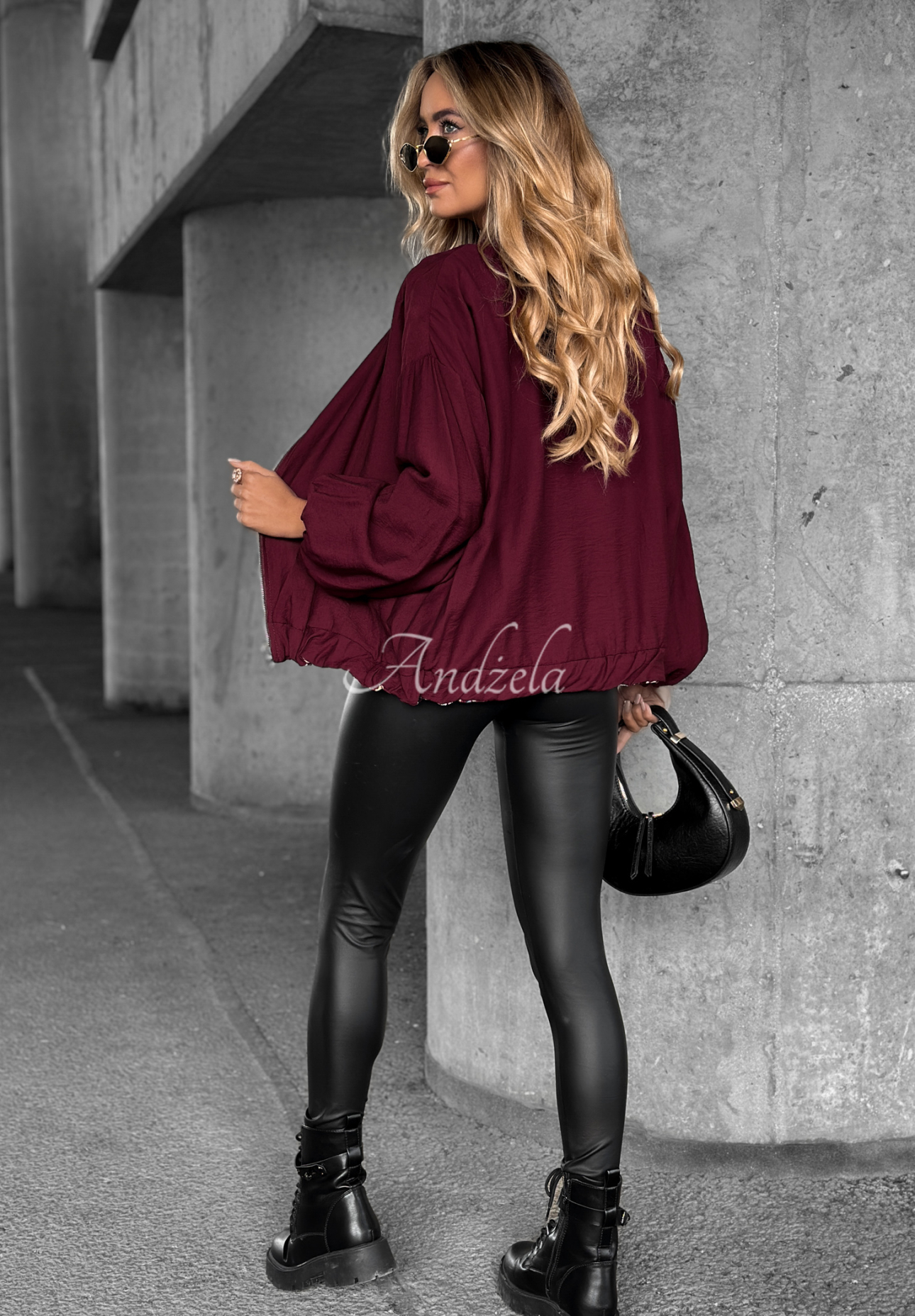 Wendbare gemusterte Jacke My Fantasies Burgunderrot