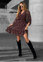 Kleid Mit Muster Not Today Burgunderrot