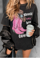 T-Shirt z nadrukiem A Cowgirl Dunkelgrau