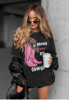 T-Shirt z nadrukiem A Cowgirl Dunkelgrau
