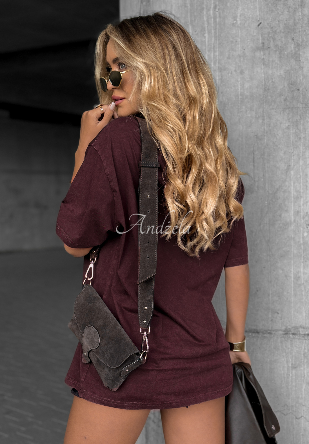 T-Shirt mit Aufdruck A Cowgirl Burgunderrot