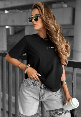 T-Shirt mit Aufschrift Minimal Schwarz