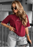 T-Shirt z napisem Minimal Burgunderrot