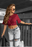 T-Shirt z napisem Minimal Burgunderrot