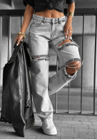 Hose Jeans wide leg z przetarciami Cancel Everything jasnoszare