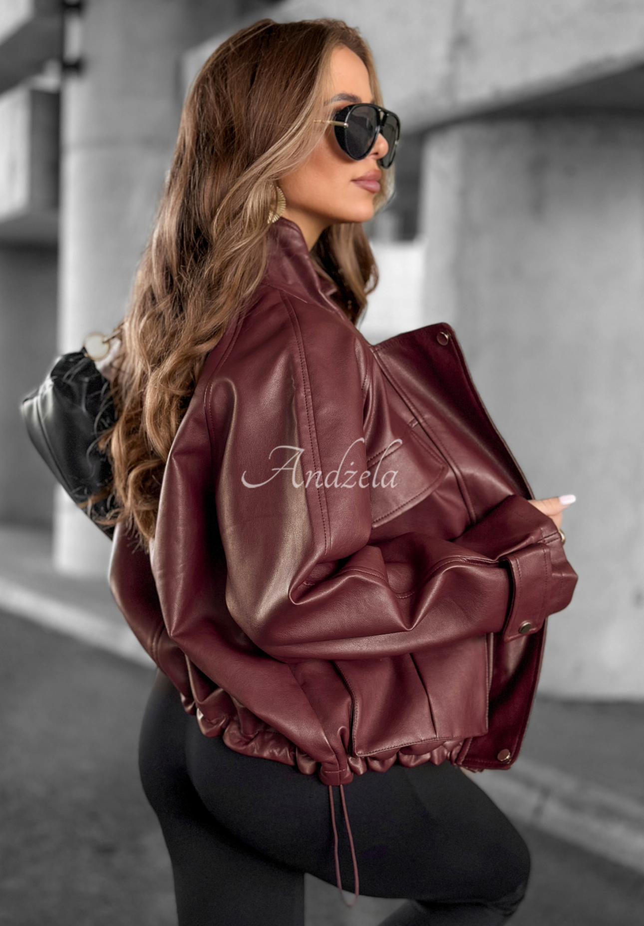 Bikerjacke aus Leder Benjamin Hill Burgunderrot