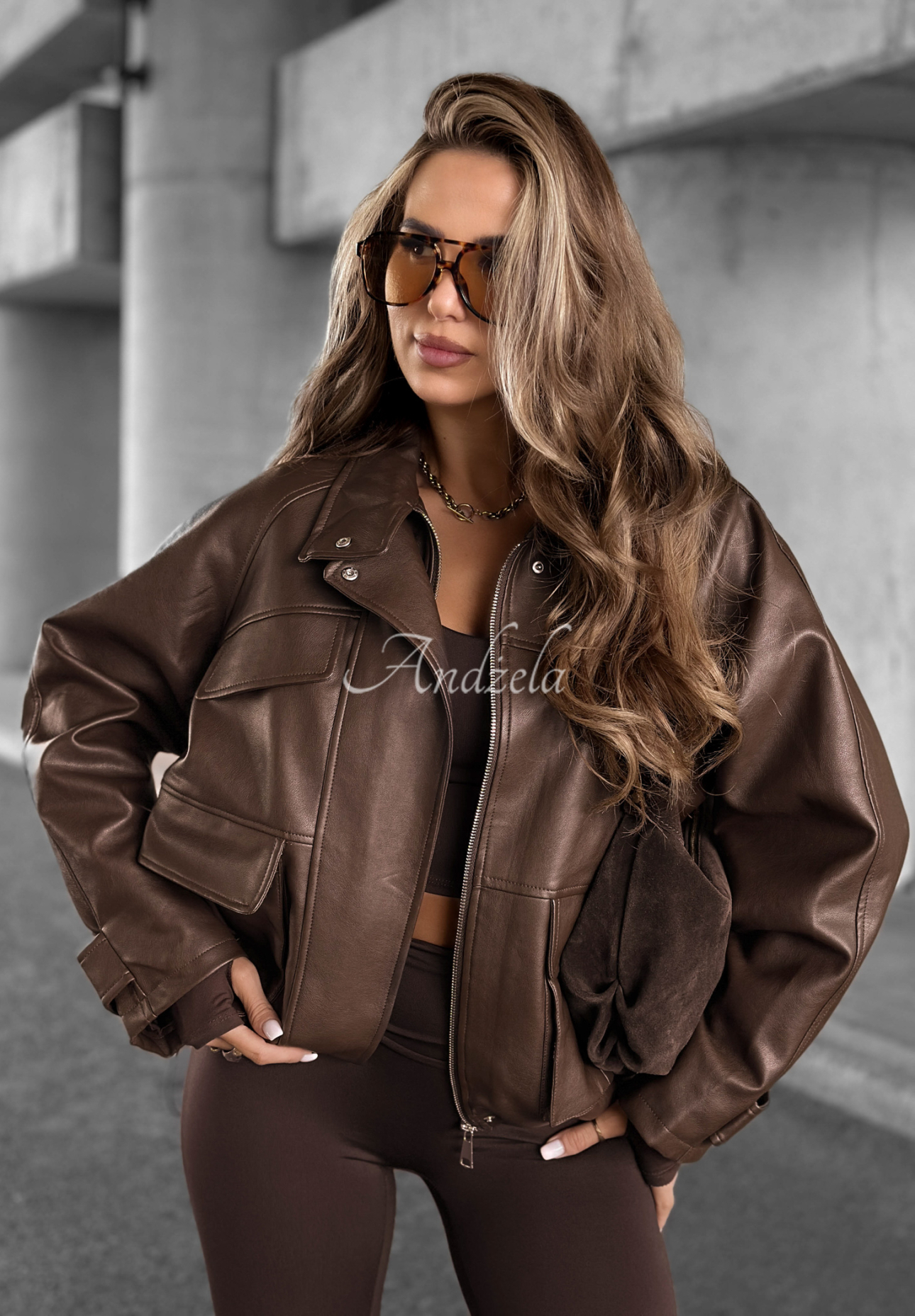Bikerjacke aus Leder Benjamin Hill Schokoladenbraun