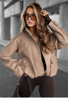Bikerjacke aus Leder Benjamin Hill Mokkafarben