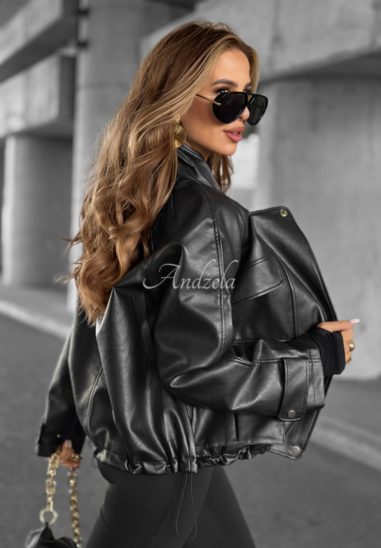 Bikerjacke aus Leder Benjamin Hill Schwarz