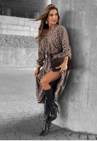 Kleid midi w panterkę Almost Real Mokkafarben
