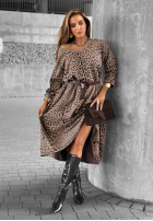 Kleid midi w panterkę Almost Real Mokkafarben