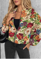 Krótka Jacke bomberka w kwiaty Fragrant Flowers Beige-Orange