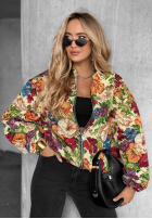 Krótka Jacke bomberka w kwiaty Fragrant Flowers Beige-Orange