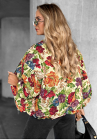 Krótka Jacke bomberka w kwiaty Fragrant Flowers Beige-Orange