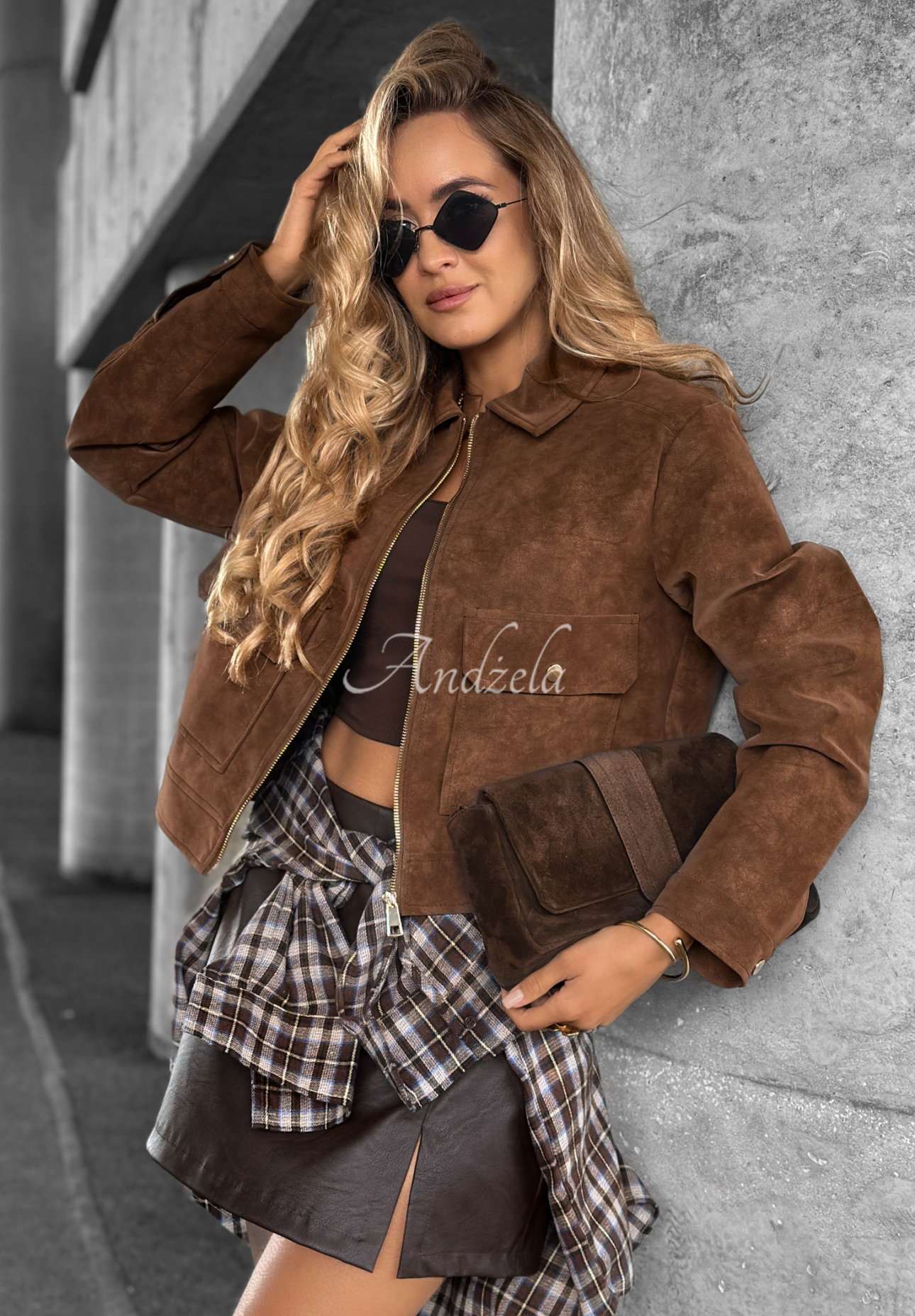 Kurze Wildlederjacke Marywood Meadows  Schokoladenbraun