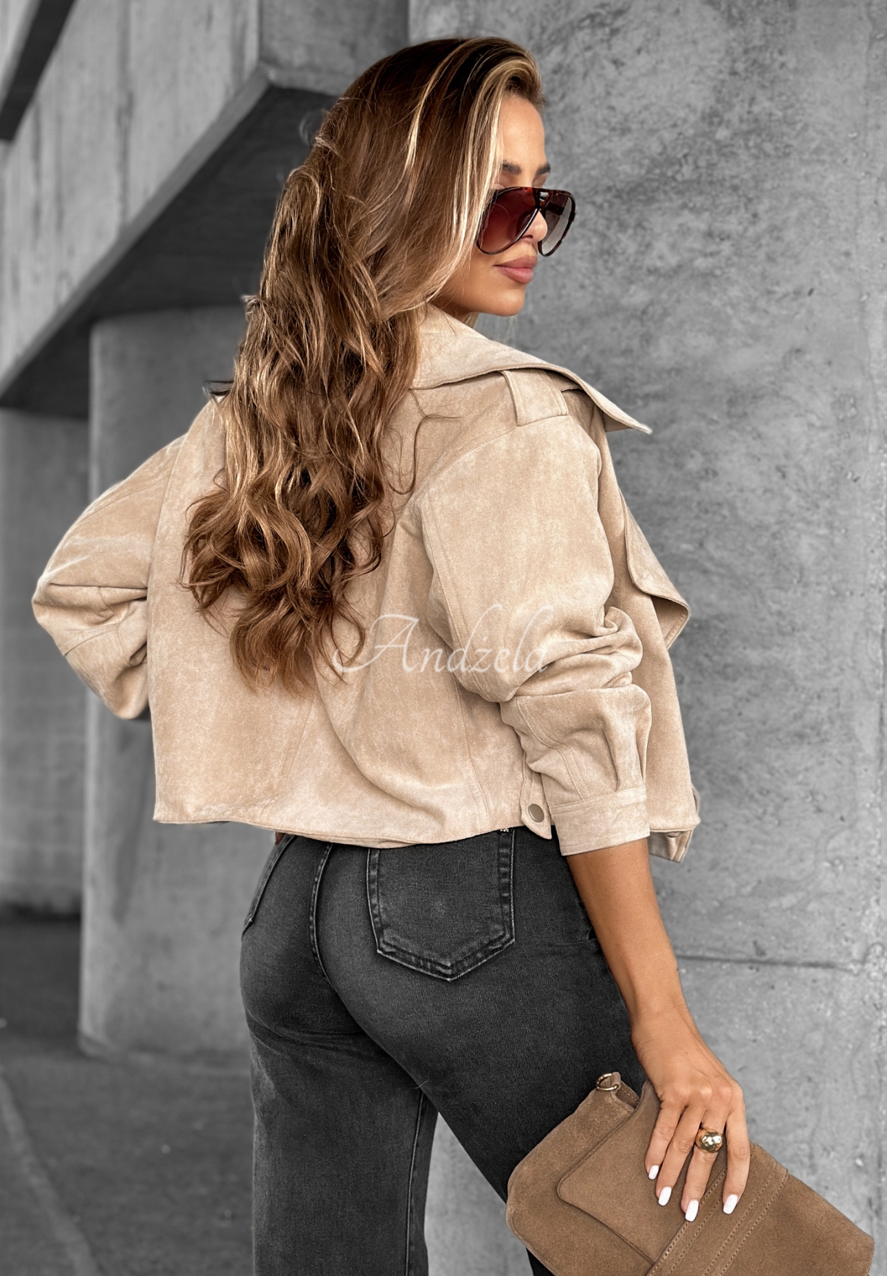 Wildleder Bikerjacke Talk About It Beige