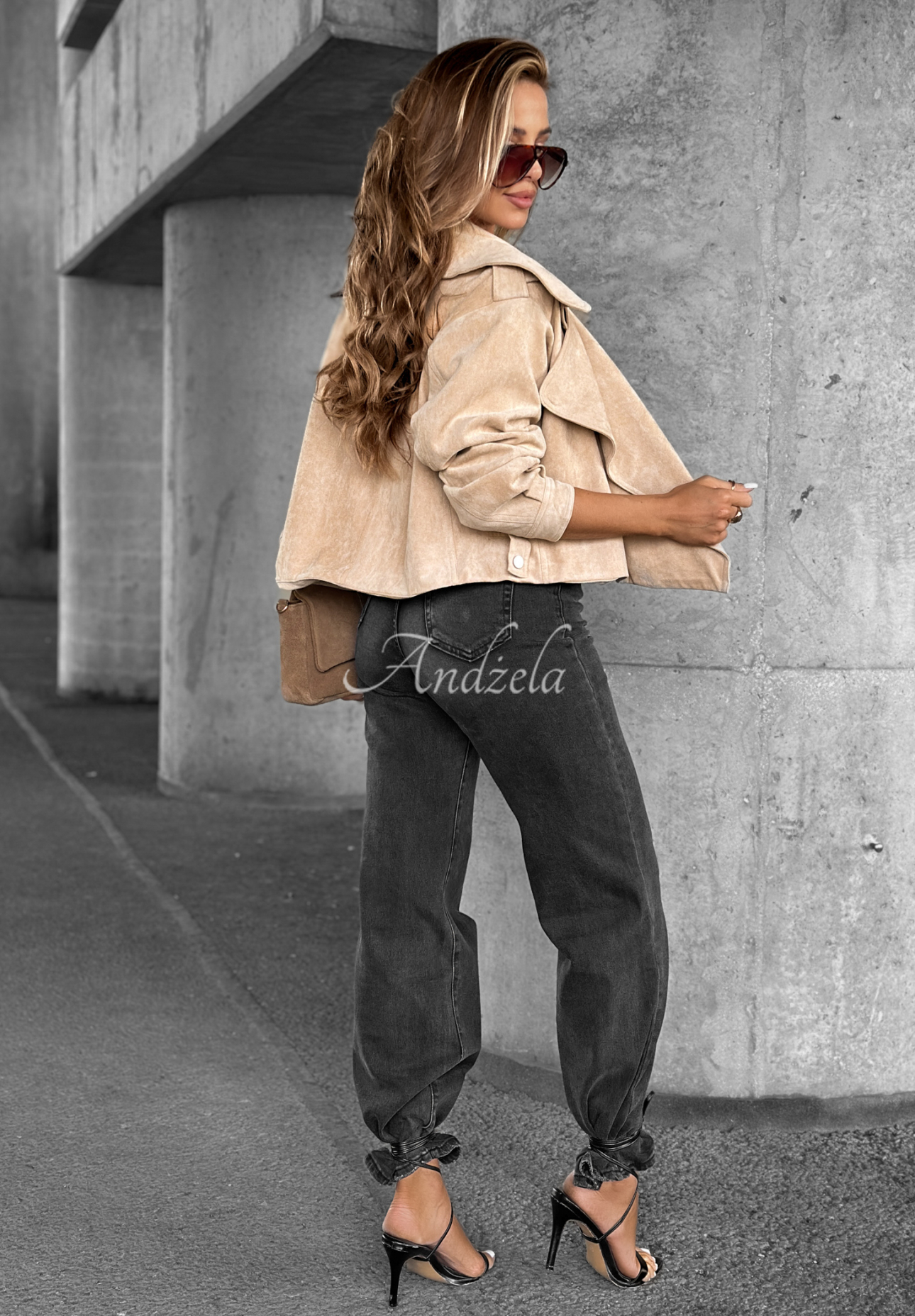 Wildleder Bikerjacke Talk About It Beige