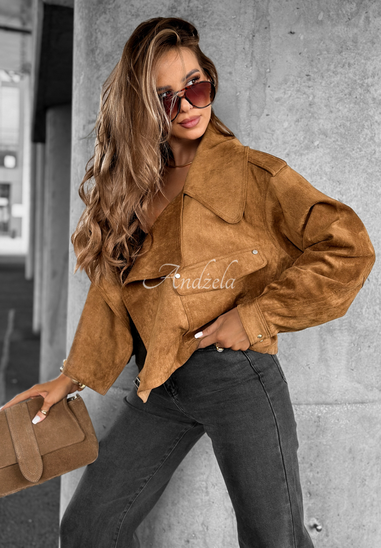 Wildleder Bikerjacke Talk About It Camel
