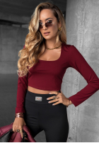 Krótka Bluse longsleeve z dekoltem Go Ahead Burgunderrot