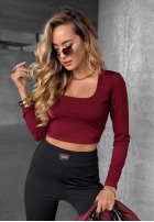 Krótka Bluse longsleeve z dekoltem Go Ahead Burgunderrot