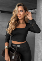 Krótka Bluse longsleeve z dekoltem Go Ahead Schwarz