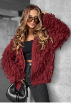 Krótki Cardigan z frędzlami Fringe Burgunderrot