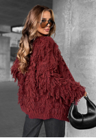 Krótki Cardigan z frędzlami Fringe Burgunderrot