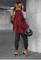 Krótki Cardigan z frędzlami Fringe Burgunderrot