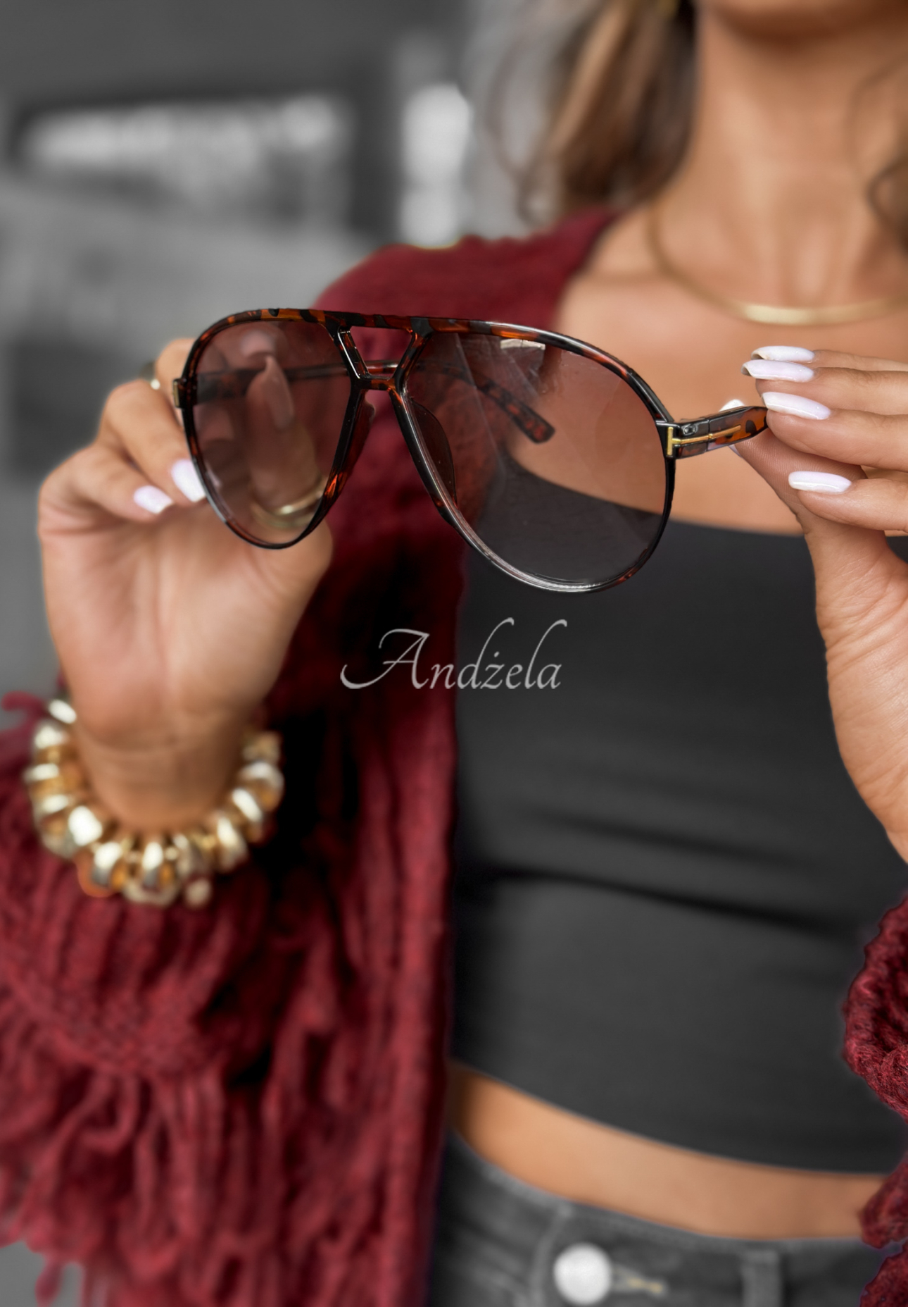 Gemusterte Sonnenbrille Repeat Me Braun