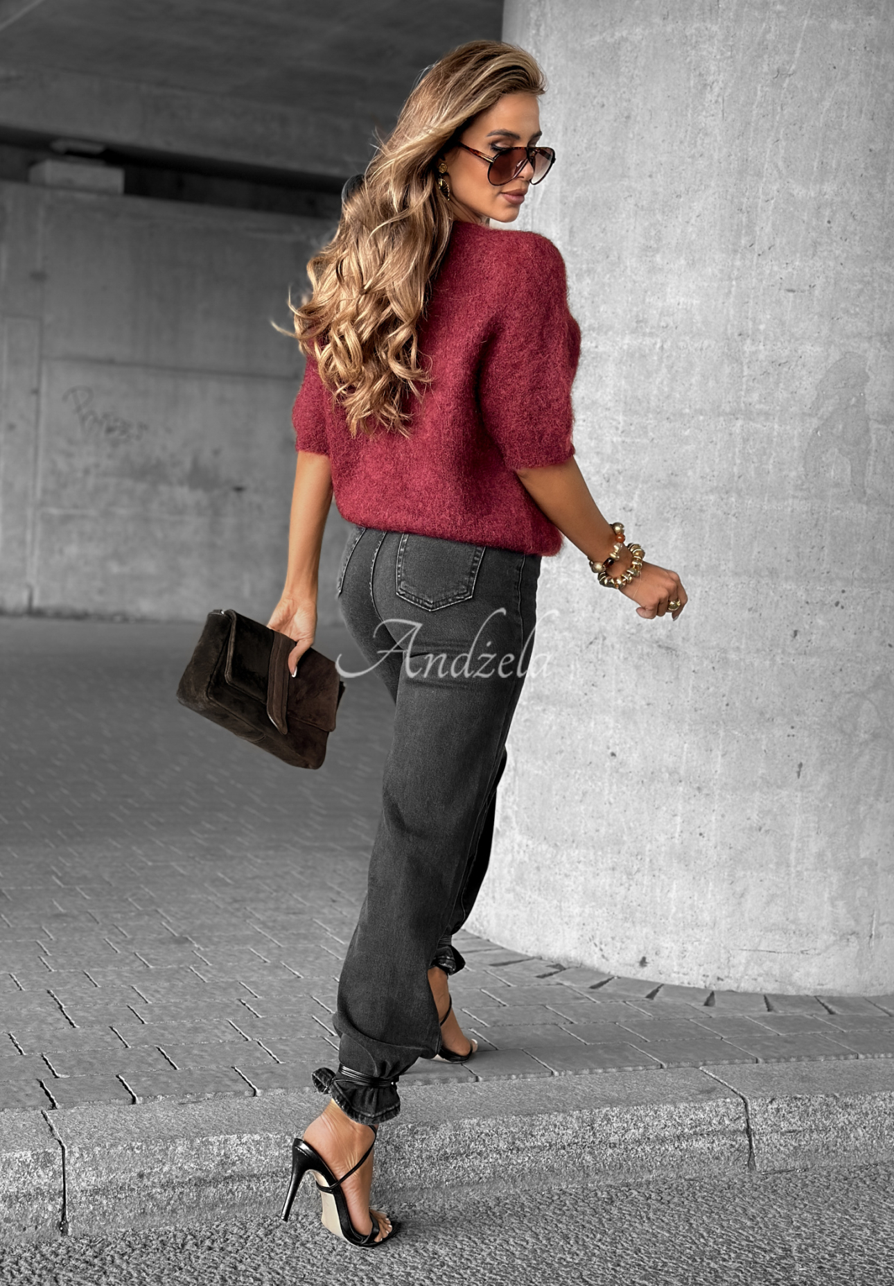 Weicher Mohairpullover One More Hug Burgunderrot