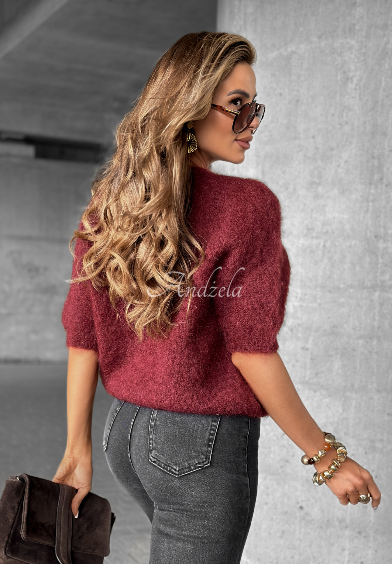 Weicher Mohairpullover One More Hug Burgunderrot