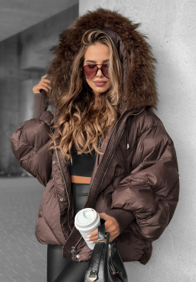 Daunenjacke mit Kapuze Look Again Schokoladenbraun