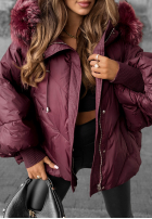 Pikowana Jacke z kapturem Look Again Burgunderrot